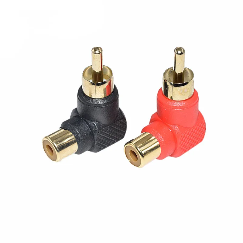 2Pcs 90 Degree RCA Right Angle Connector Plug Adapters Male To Female M/F Elbow Audio Adapter