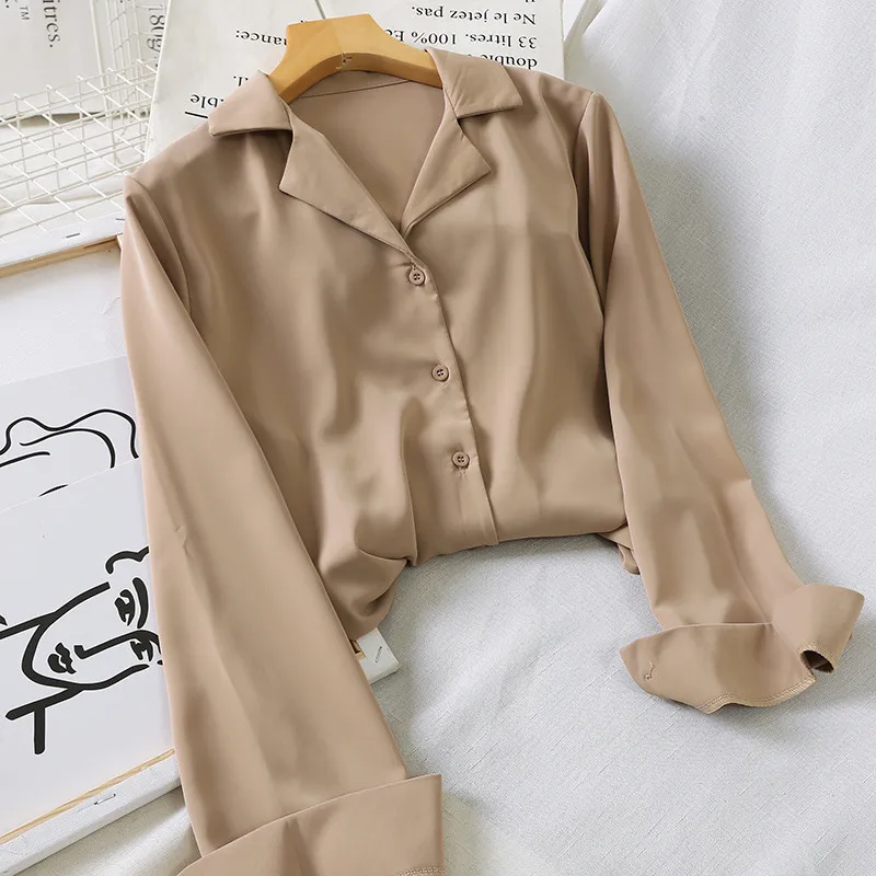 New Spring Autumn Women White Shirt Tops Solid Casual Chiffon Blouse Female Long Sleeve Shirts All Match OL Office Blusa AB1733