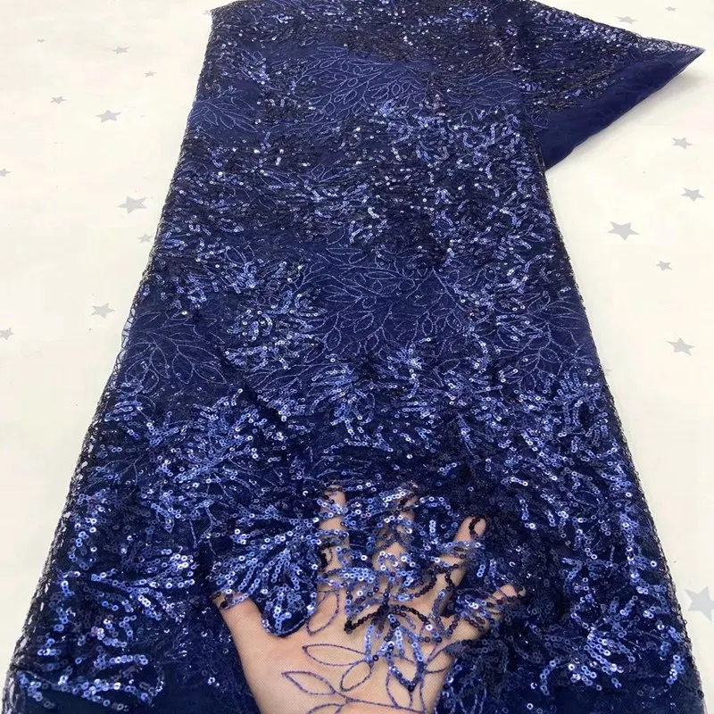 

Nigerian African Sequins Lace Fabrics High Quality French Tulle Lace Fabric Sequence Laces Fabrics for Bridal Materials TS9517