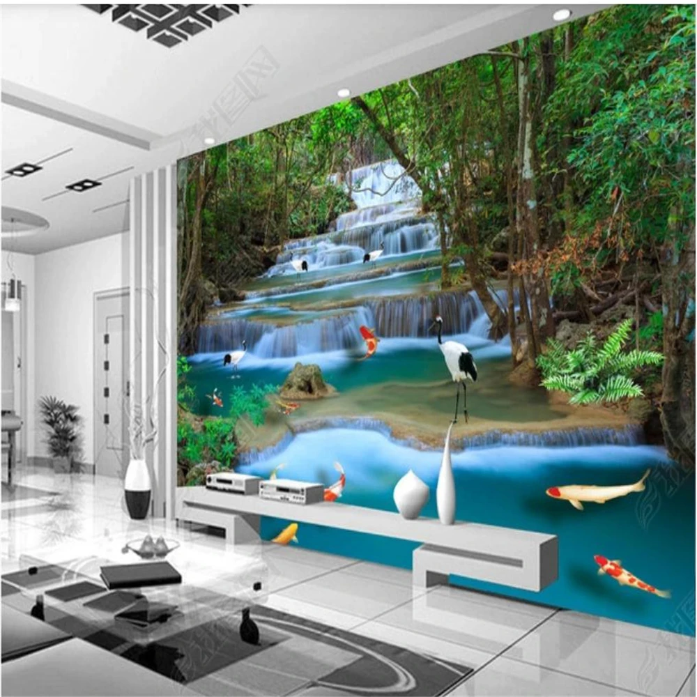 

Custom 3d wallpaper Waterfall forest wallpapers 3D TV background wall 3d murals wallpaper for living room