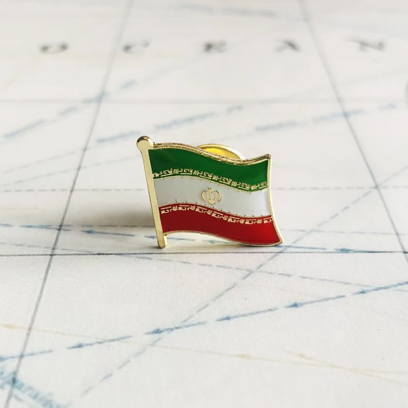 Bandiera nazionale Iran ricamo patch Badge scudo e forma quadrata Pin un Set sulla decorazione zaino bracciale in tessuto