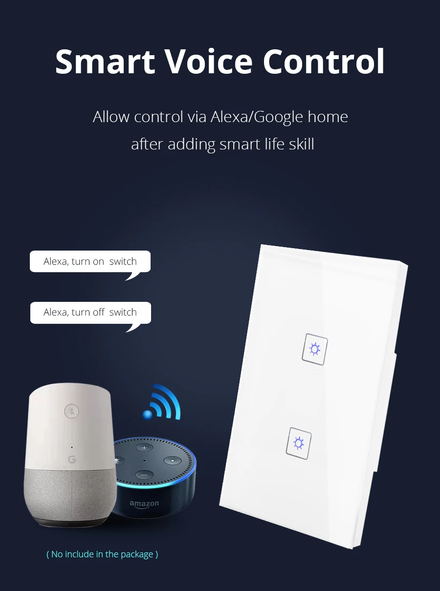 Zemismart-مفتاح wi-fi لجهاز Alexa ، Google Home ، TUYA Smart Life ، التحكم في ثلاثة عصابات ، مفتاح إضاءة SAA