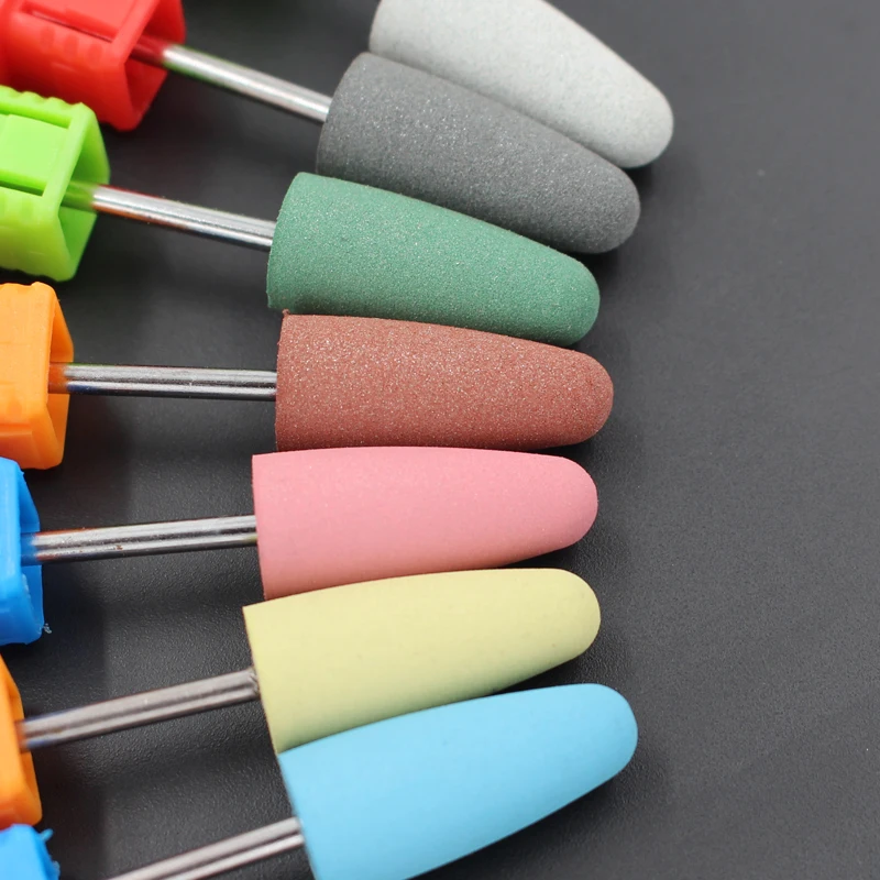 

ASWEINA 7pcs/lot 10*24mm Head Silicon Nail Drill Bit Nail Flexible Polisher Nail Polished Tools Electric Machine Accessories