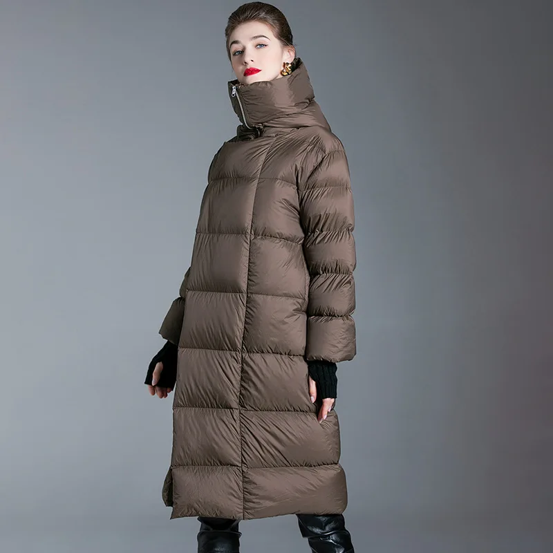 Inverno das mulheres oversized longo com capuz para baixo casacos mais grosso quente fofo para baixo casaco feminino inverno estilo pão parkas wy360 atacado