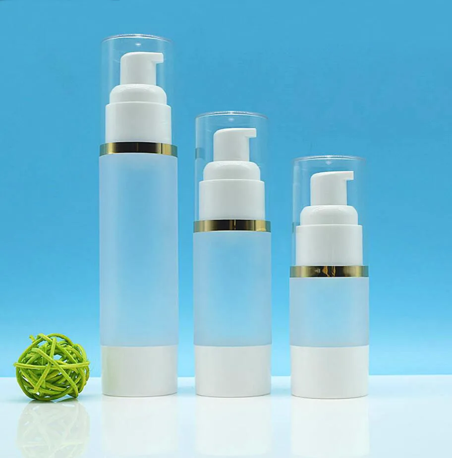 

15ML frosted plastic airless bottle gold line lotion/emulsion/serum/liquid foundation/whitening essence cosmetic packing