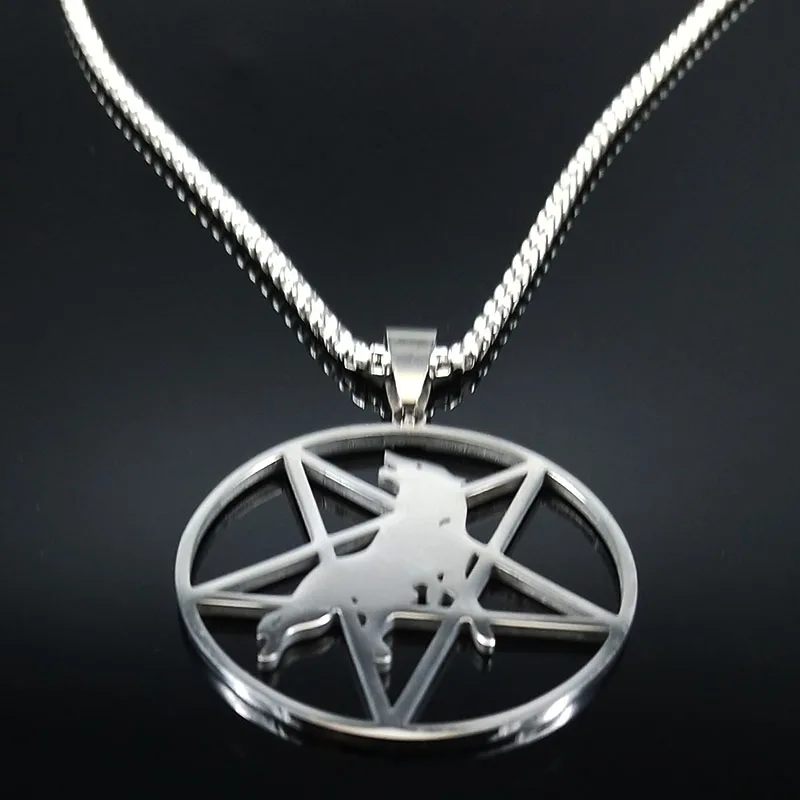 Fashion Pentagram Wolf Stainless Steel Chain Necklace for Women/Men Silver Color Necklaces Pendants Jewelry joyeria N1129S03