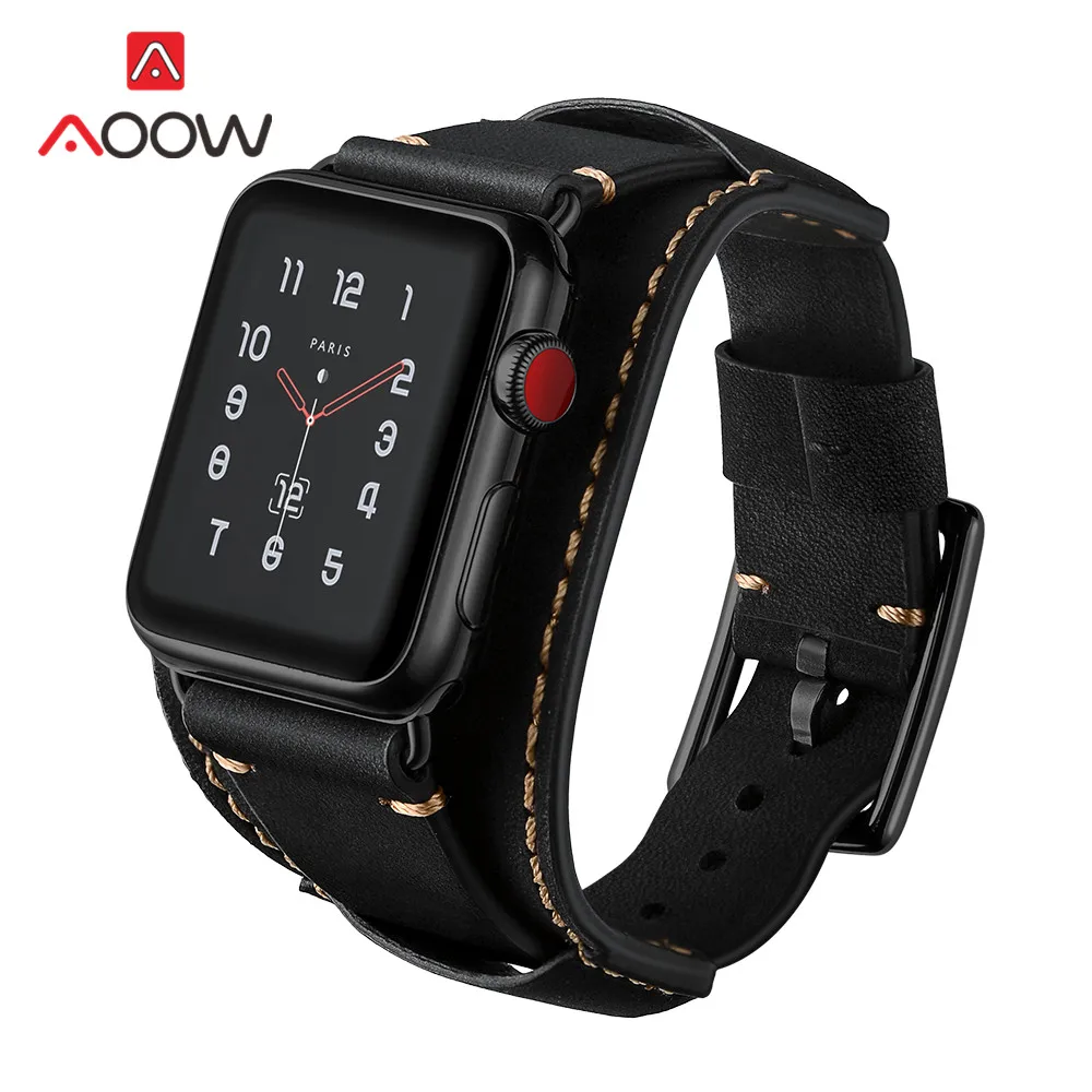 Genuine Leather Strap for Apple Watch iWatch SE 7 6 5 4 3 2 41mm 45mm 38mm 42mm 40mm 44mm Men Crazy Horse Leather Watch Band