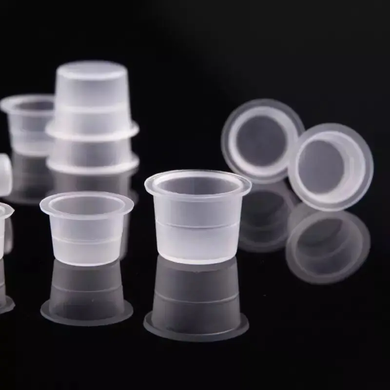 Vasos de plástico desechables para Microblading, recipientes de tinta para tatuaje, maquillaje permanente, transparente, S/M/L, 100 piezas