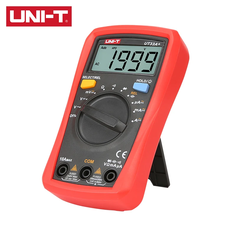 UNI-T  UT33A+ UT33B+ UT33C+ UT33D+ Palm Size Multimeter CAT II 600V LCD display test lead hanging groove Ergonomic design