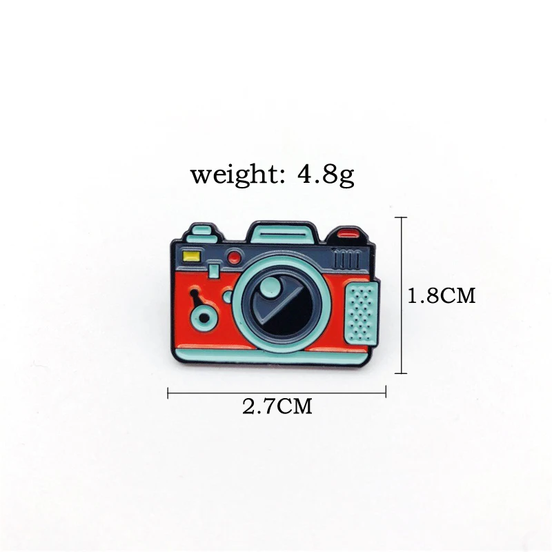 Cartoon Creative Photography Lovers Camera Camera Enamel Brooch Red Green Gray Alloy Badge Clothes Bag Cute Pin Jewelry Gift