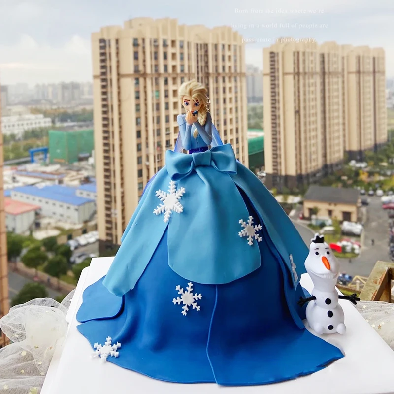 الكرتون كعكة عيد ميلاد الديكور تأثيث المواد الجليد الأميرة القلعة فتاة عيد ميلاد كعكة توبر دمية الأطفال الحب الثلوج هدية
