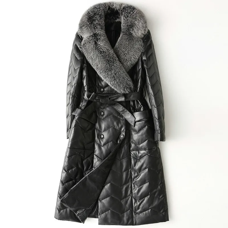 Echtes Leder Unten Winter Jacke Frauen Fuchs Pelz Kragen Schaffell Mantel Plus Größe Koreanische HQ17-ZYZ1002B Y1237