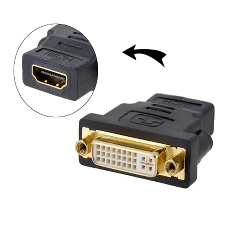 อะแดปเตอร์ F ถึง DVI F ที่รองรับ HDMI อะแดปเตอร์เคลือบทองแม่ DVI ตัวแม่ HD ทองคําดําเพื่อเชื่อมต่อกับสาย DVI และ HDTV