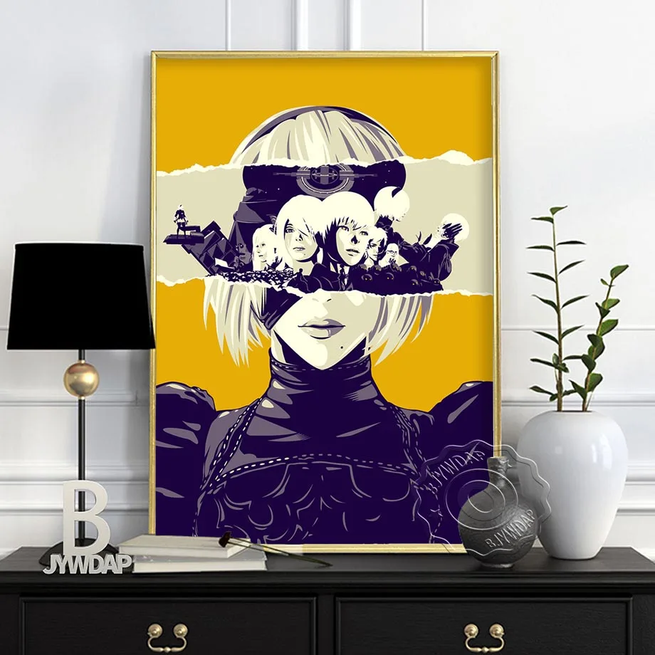 Nier Automata Fight Game Girl Japanese Anime Canvas Painting Posters And Prints Wall Pictures For Living Room Bedroom Home Decor