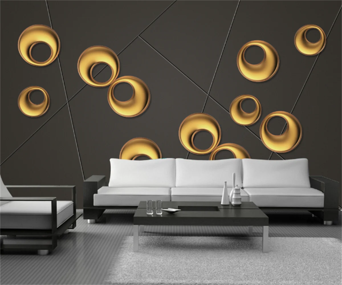 

Nordic 3D three-dimensional simple metal abstract circle living room bedroom background wall hotel luxury theme mural wallpaper