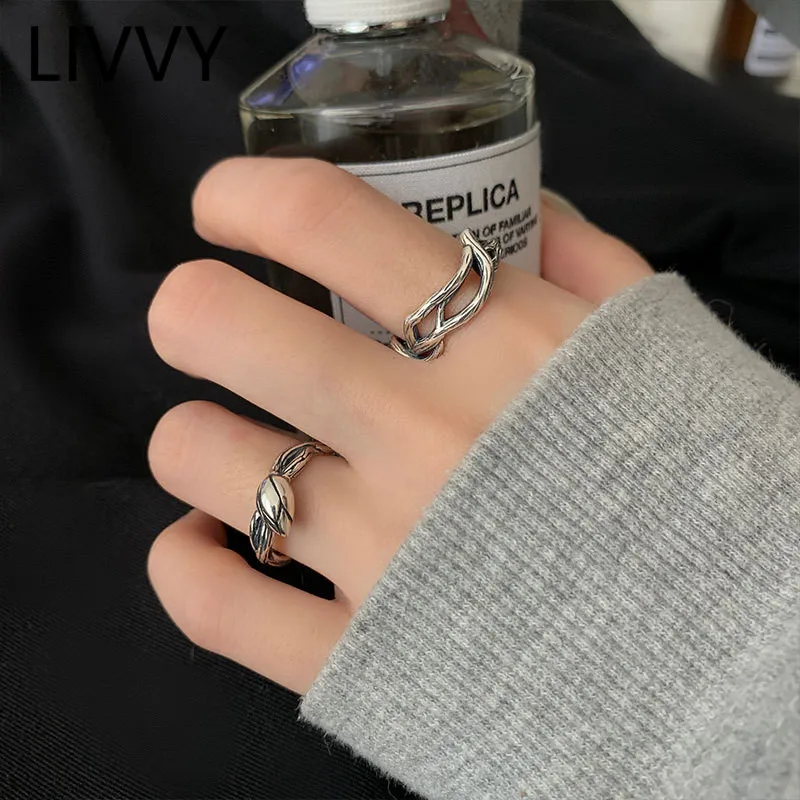 LIVVY серебряный цвет винтажная роза многослойное нерегулярное полое регулируемое кольцо женские модные украшения аксессуары для вечеринок