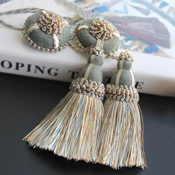 2Pcs Flower Tassel Pin Hanging Pendant Decoration Curtain Accessories Fringe Silk Thread Handmade Crafts Key Tassels Pendant