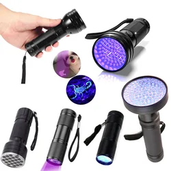 Ultraviolet Blacklight LED UV Light Lamp Torch Detector for Dog Urine Stains Outdoor Waterproof Aluminum 9-100 LED UV Flashlight