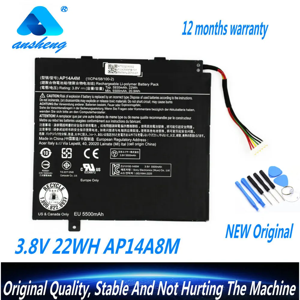 3.8V 5910mAh AP14A8M Battery For Acer Iconia Tab 10 A3-A20 A3-A20FHD SW5-011 SW5-012 AP14A8M AP14A4M