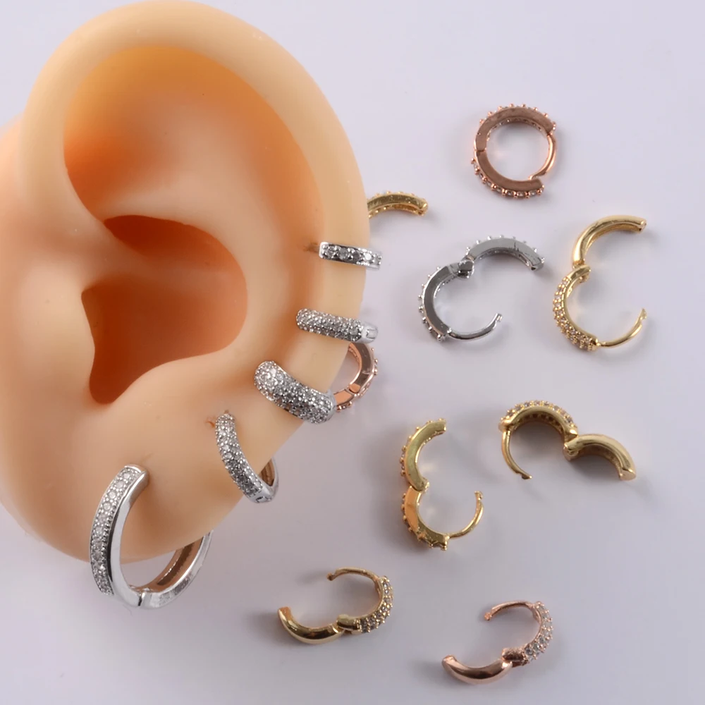 1PC 6mm Stainless Steel Hoop Cz Cartilage Earring Cubic Zirconia Tiny Daith Snug Rook Tragus Ring Ear Piercing Jewelry