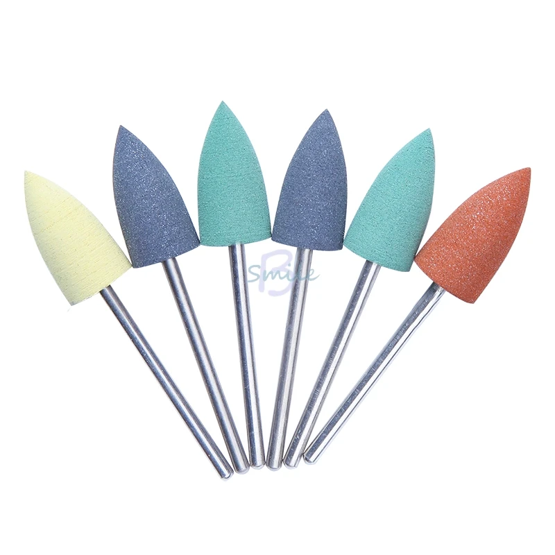 6Pcs/set New 2.35mm Shank Diameter Dental silicone Polishers Resin Acrylic Polishing Burs wheel