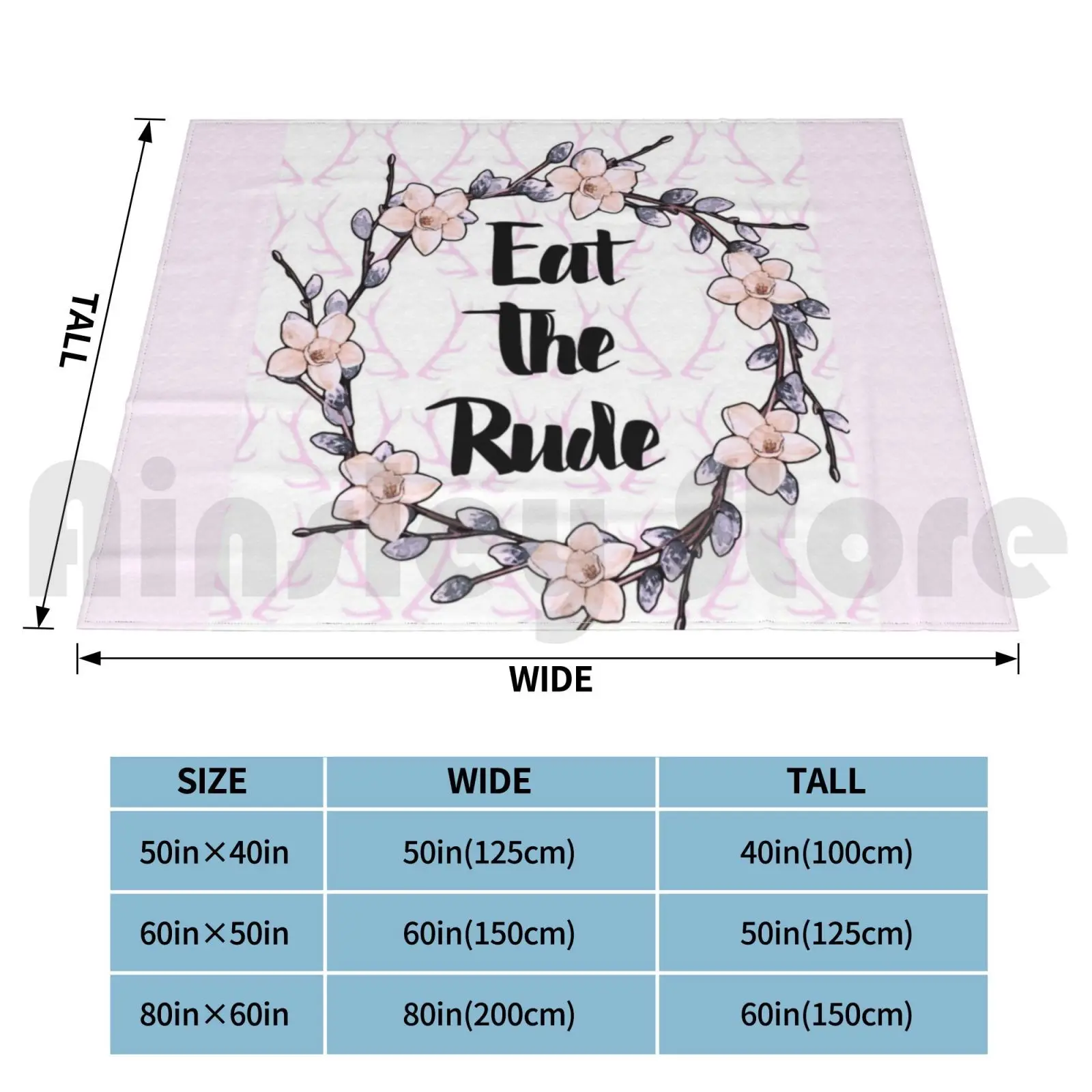 Eat The Rude ( Outline Only ) Blanket Fashion Custom Hannibal Fannibal Graphic Design Flowers Flower Crown