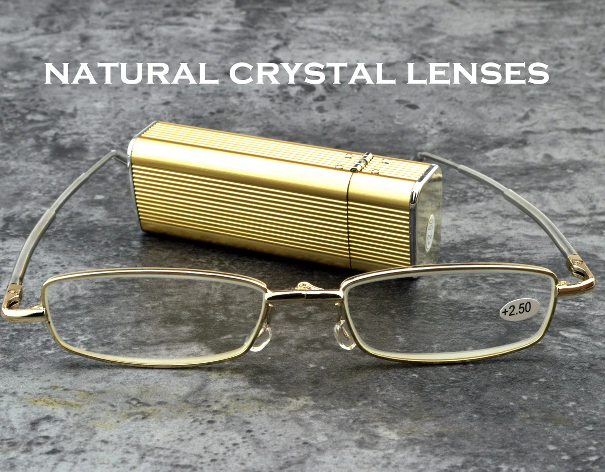 Glasses Material Lenses Foldable Antenna Reading Glasses with Golden Case +0.75 +1 +1.5 +1.75 +2 +2.25 +2.5 +2.75 +3 +3.5 +4