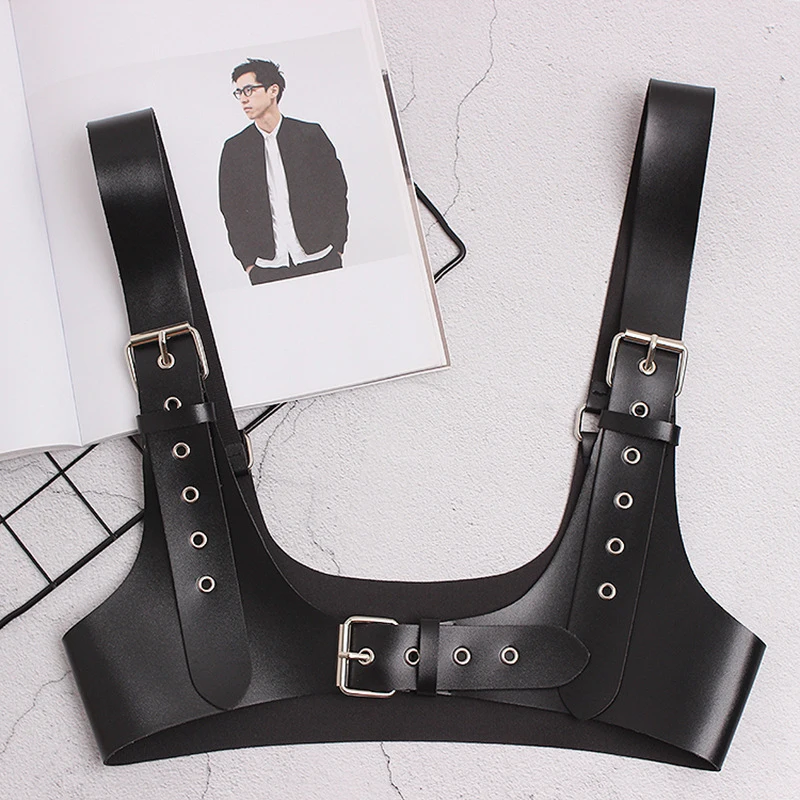 

HATCYGGO Women Leather Harness Belt Body Bondage Cage Sculpting Harness Waist Belts Female Black Suspenders Belt Bow Straps