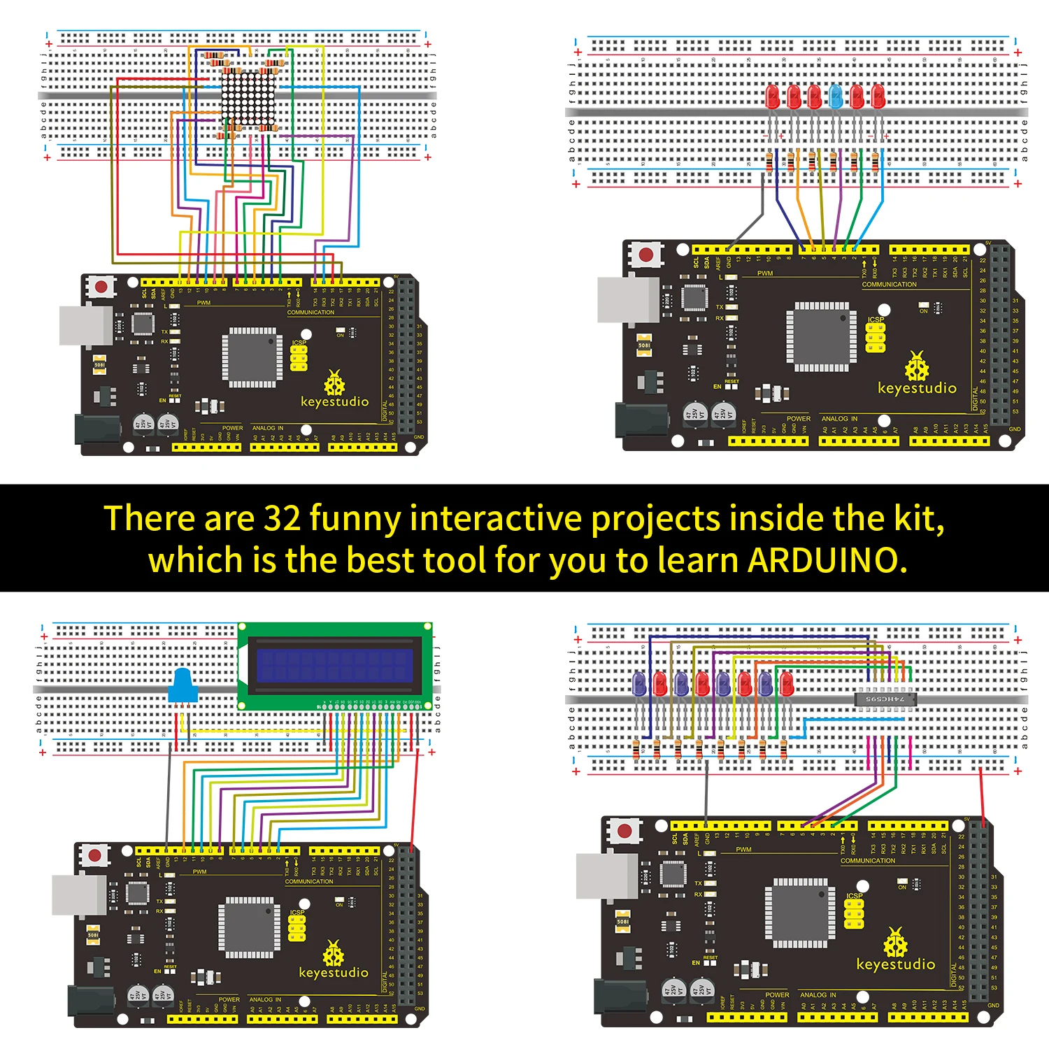 2024 Updated Version Keyestudio Super Starter Kit For Mega 2560R3 For UNOR3 Board Compatible With Arduino Starter Kit +Tutorial