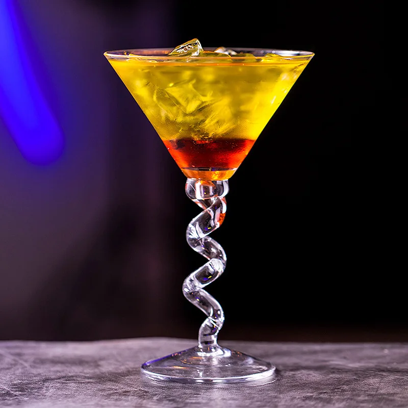 

Lead free crystal glass spiral Martini cup spring Cocktail Cup triangle cup creative martini glass