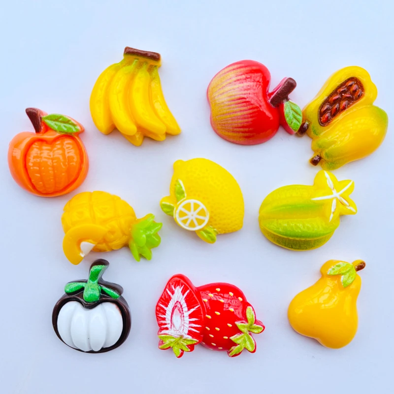 20 Pieces Of New Resin Cute Cartoon Fruit Series Flat Back Scrapbook DIY Embellishment Mobile Phone Shell Accessories 056