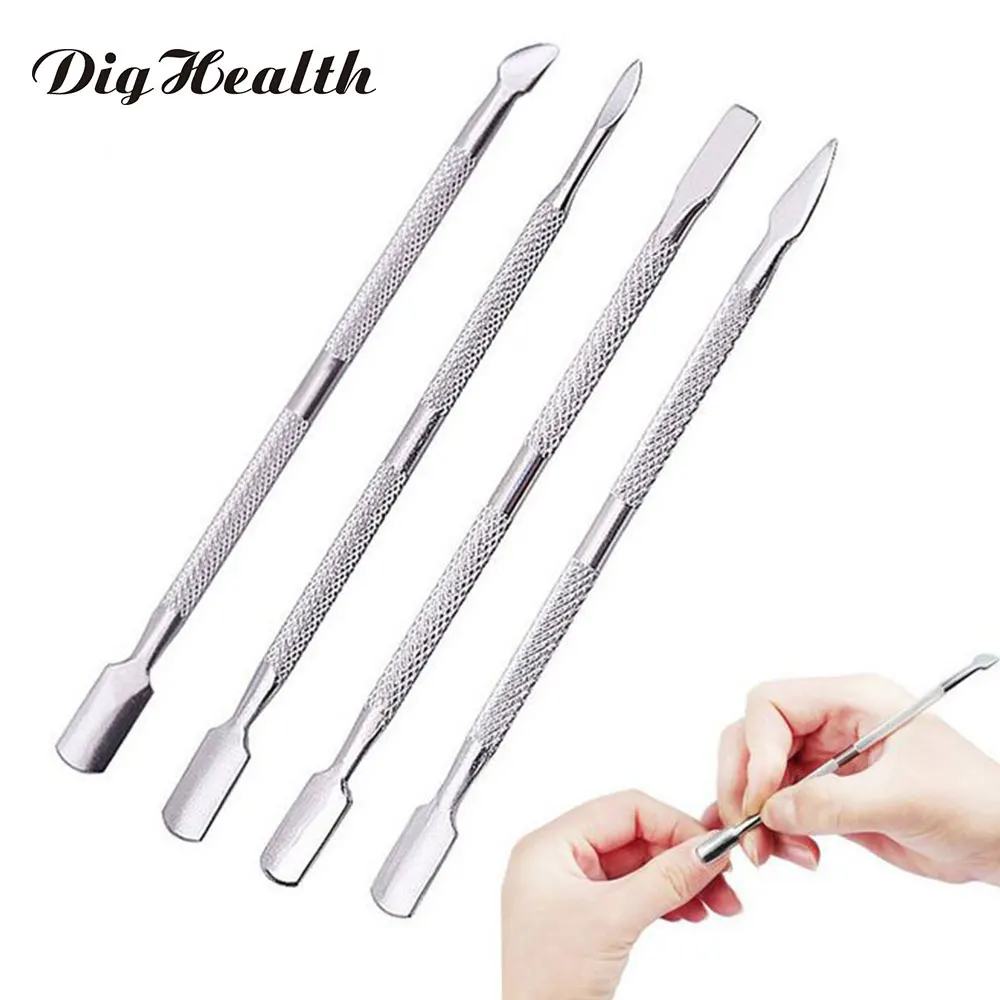 

Dighealth 4pcs/Lot Stainless Steel Cuticle Pusher Remover Double Sided Finger Dead Skin Push Manicure Pedicure Nail Care Tool