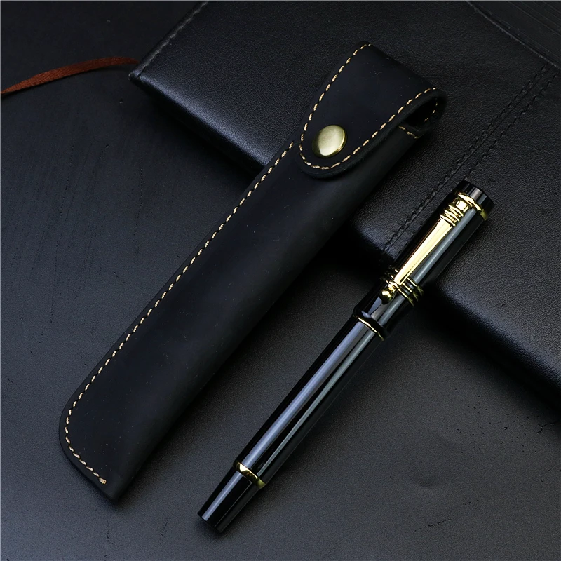 

Personalized custom Fountain Pen Exquisite Leather Pen case Birthday gift high-end pen Luxury iridium nib without ink