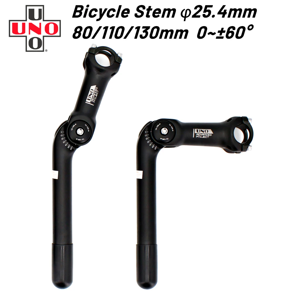 UNO Adjustable Bike Quill Stem 60 Degree Handlebar Stem Riser City Bicycle Front Fork Stem With Quill 25.4 x180mm Stem Extender