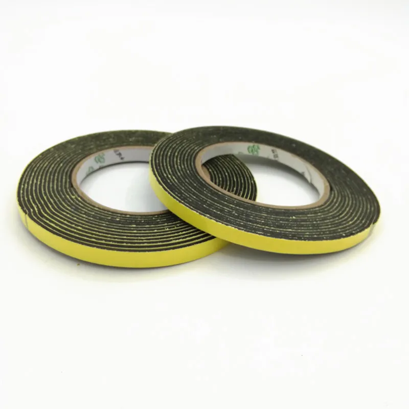 2pcs 10mm Width x 2mm Thick Speaker Seal Strong Adhesive EVA Black Sponge Foam Single Sided Tape Shockproof Anti-collision Seal