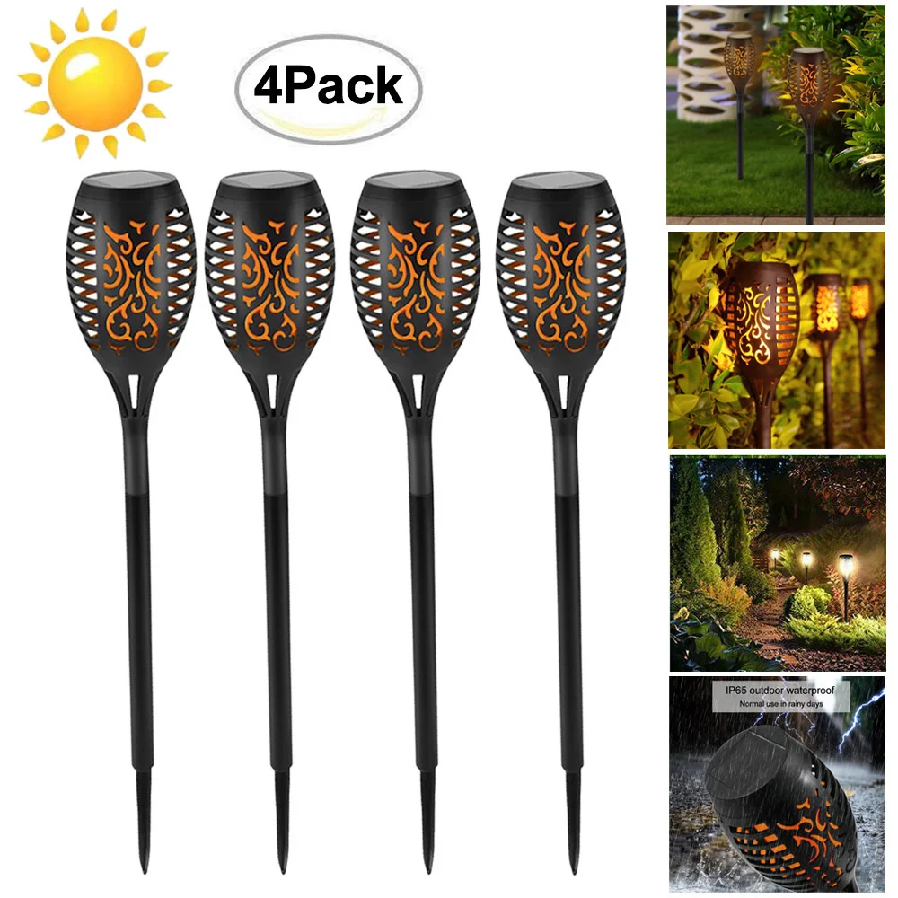 

1/2/4/6pcs Solar Led Flame Torch Garden Light Outdoor Waterproof Flickering Courtyard Landscape Lawn Lamps for Garden Decoration