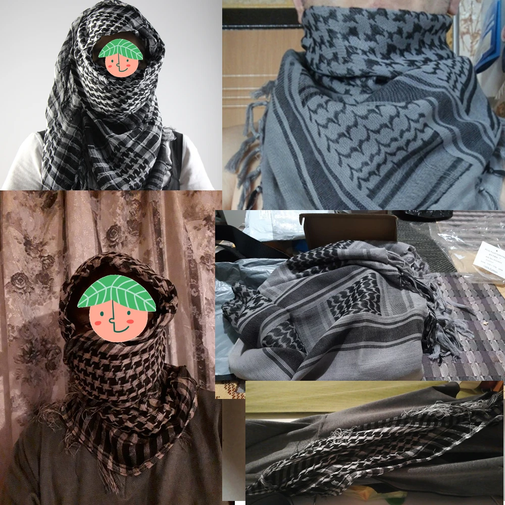 Hunting Tactical Keffiyeh Shemagh Desert Arab Scarf Shawl Neck Cover Head Wrap Hiking Shooting Accessories