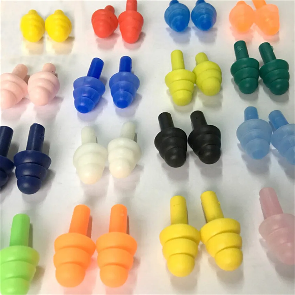 20PCS/10Pairs Soft Anti-Noise Ear Plug Waterproof Swimming Silicone Swim Earplugs For Adult Children Swimmers Diving