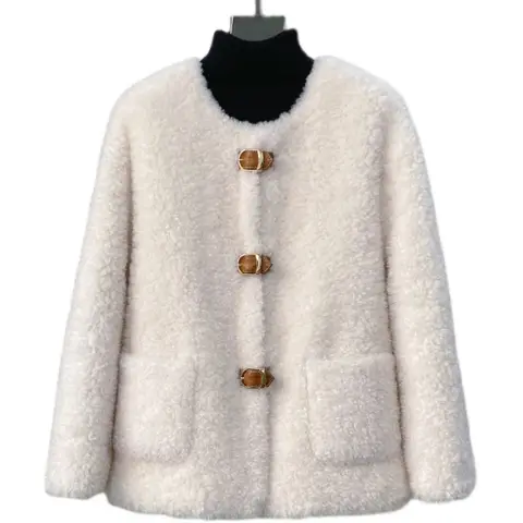 PUDI Women Wool Fur Coat Jacket Winter Female Girl Real Sheep Shearing Parka Overcoat CT1105