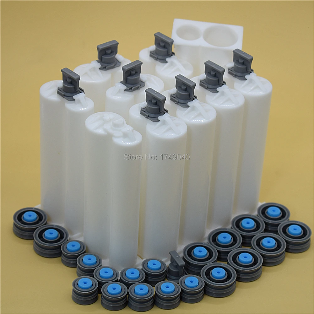 접착제 카트리지 에폭시 수지 접착제 빈 1:2 듀얼 카트리지 AB 접착제 믹서 튜브, 50ml 1:2 AB 접착제 건 디스펜서, 10 개