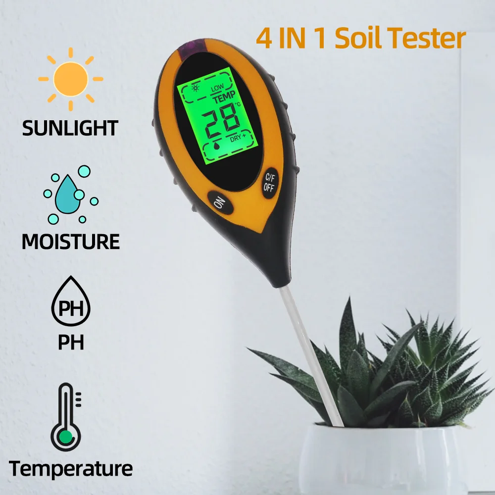 2/3/4/5 IN 1 Soil PH Meter Soil Tester PH Sunlight Moisture Temperature Humidity Sensor Acidity Garden Temp Soil Gauge Meter