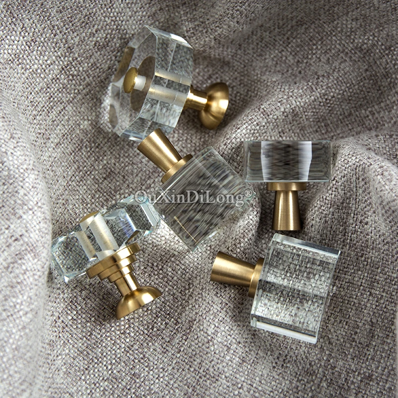 

1PCS Nordic Brass + Crystal Furniture Handles Drawer Cupboard Wardrobe Door Pulls Furniture Door Knobs GF712