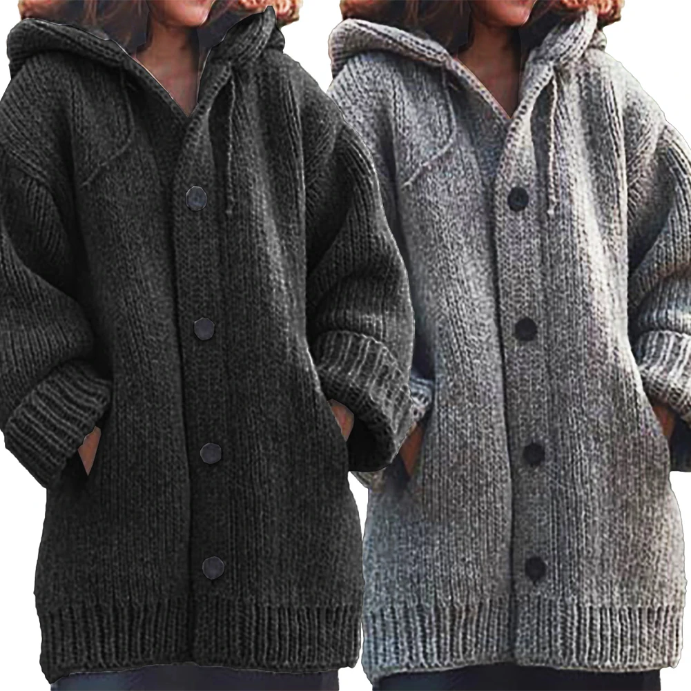 Autumn Winter Hooded Sweater Fashion Women Long Sleeve Knitting Cardigan Sweaters Female Warm Cardigan Pull Femme jersey mujer