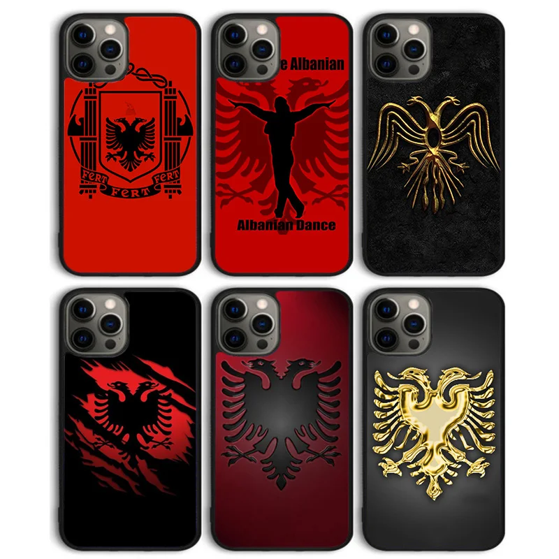 Albania Flag Eagle Phone Case Back Cover For iPhone 15 SE2020 14 13 Pro Max 12 Mini X XR XS Max 6 7 8 Plus 11 Pro Max Coque