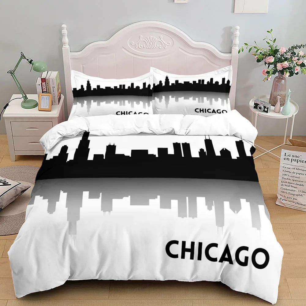 World Famous Mega City Landmark 3D Duvet Cover Set UK Single Double Queen US Twin Full King Size kids Bed Linen Set