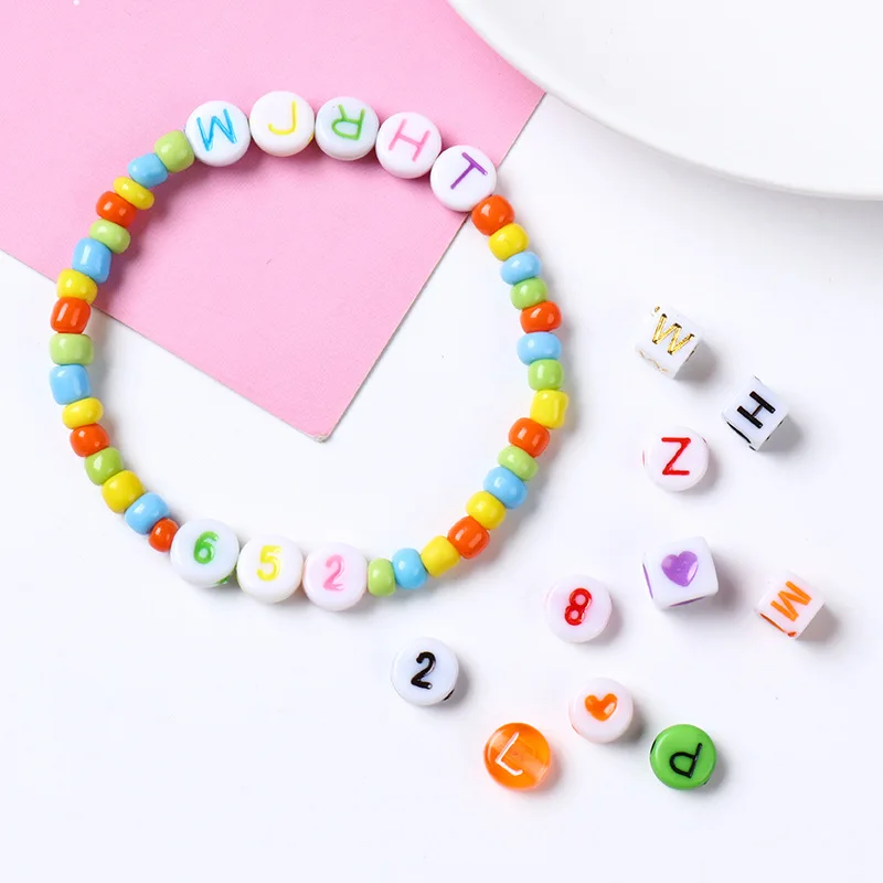 Diy beads Toys English Letter Beaded Jewelry Making Bracelet For Kids Girls Alphabet Knitting Handmade Necklace 2021 NEW