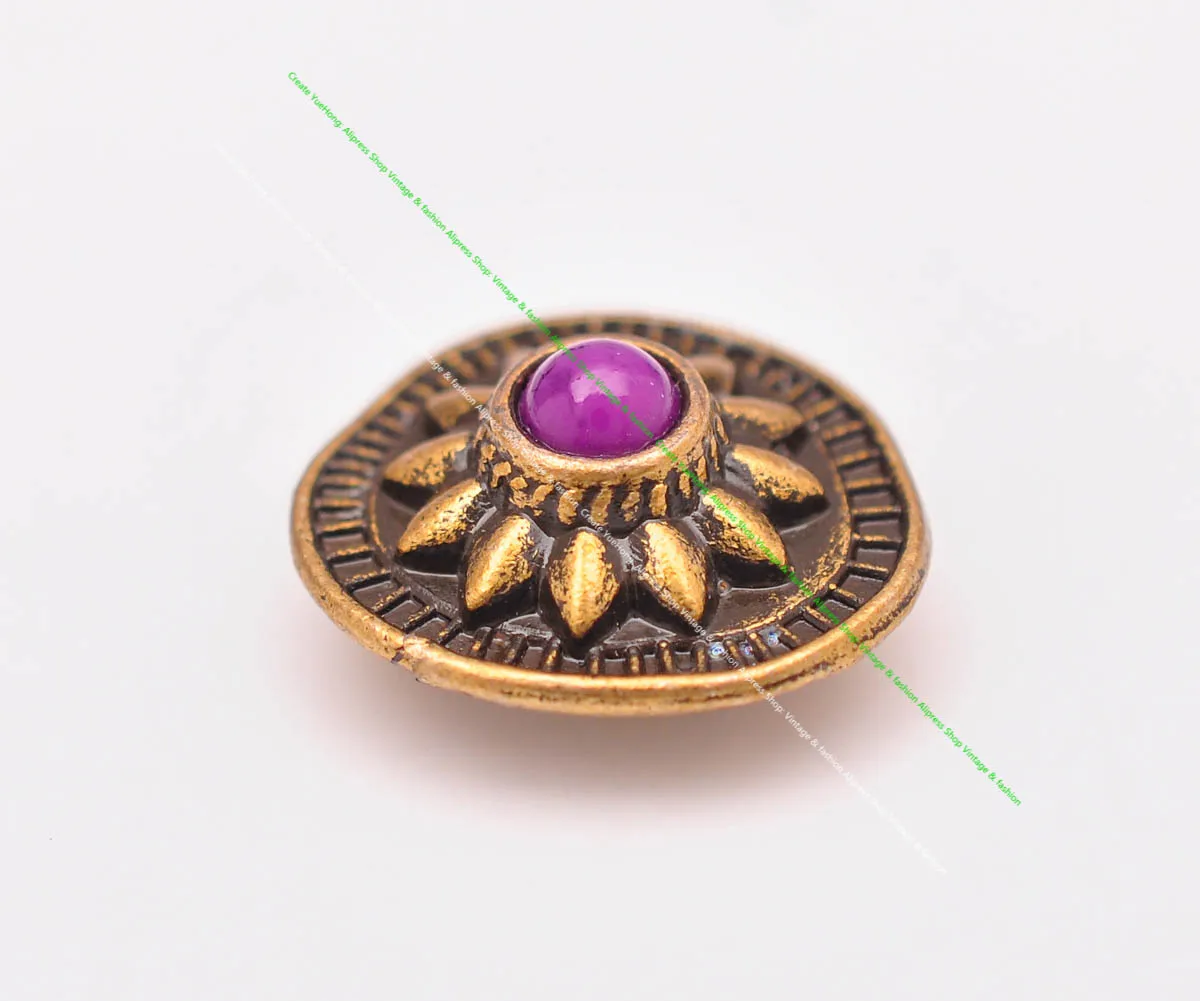10pcs 19*18mm Vintage Messing Sonnenblume schwarz türkis Conchos Zubehör für DIY Leder Handwerk Gürtel Ledertasche Schlüssel bund Dekor – Detail 15