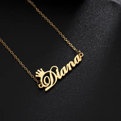 Sipuris Personalized Custom Crown Name Letter Pendant Necklace For Women Stainless Steel Customized Chain Necklaces Jewelry