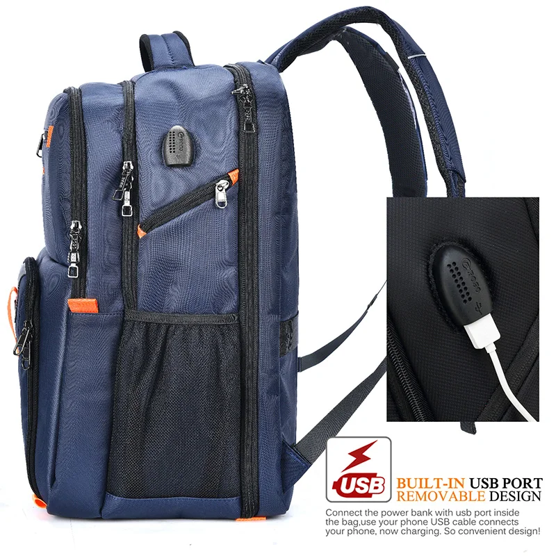 Mochila para ordenador portátil de 17,3 pulgadas con carga USB para hombre, bolsa de viaje de negocios de gran capacidad