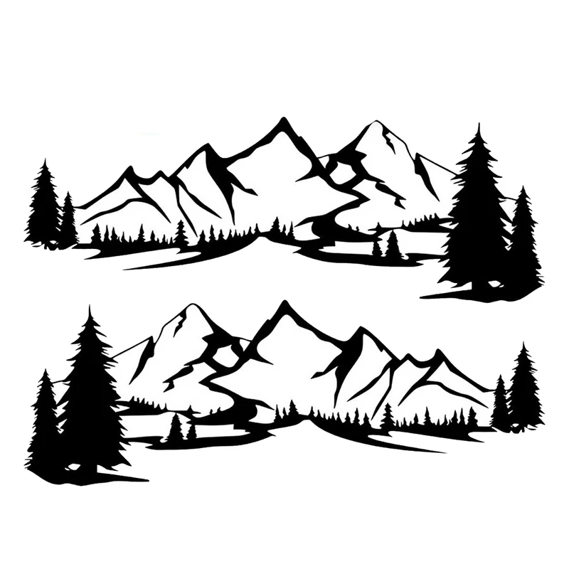 RV Motorhome Side Body Sticker DIY Large Mountain Tree Decal Sticker Decoration for Car Caravan Trailer